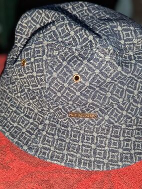 Michael Kors Navy and White Patterned Bucket Hat